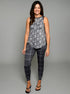 The Tie Back Tank -  Grey Floral / Grey Plaid